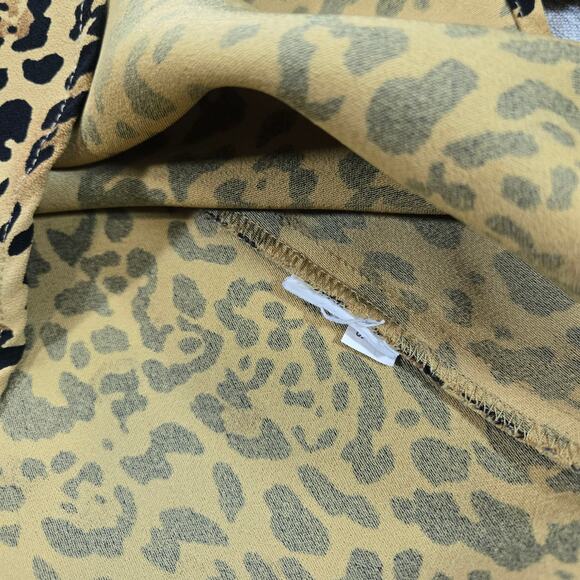 J Crew Women Size Small Animal Print Long Sleeve Blouse High Ruffle Neck Office - Picture 10 of 12